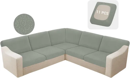 Miniatura 34 de HDCAXKJ - Fundas impermeables para cojín de sofá modular, fundas elásticas para cojín de sofá de esquina, fundas protectoras de muebles de jacquard