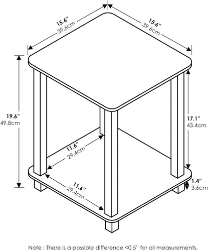 Miniatura 6 de Furinno Jaya - Soporte de entretenimiento grande para TV de hasta 55 pulgadas, roble francés gris/negro, juego de 2 mesas auxiliares, roble francés