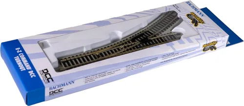 Miniatura 4 de Bachmann Trains - E-Z COMMAND DCC EQUIPPED TURNOUT – IZQUIERDA - PISTA E-Z DE PLATA NÍQUEL Con Roadbed Gris - Escala HO, Mediana