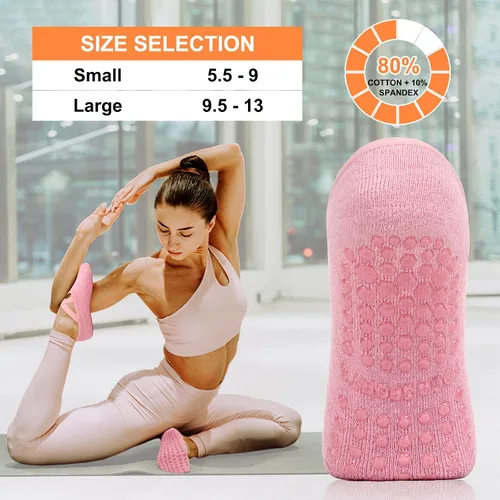 Miniatura 5 de Diu Life Paquete de 3 Calcetines de Pilates Yoga con Agarres para Mujeres, Antideslizantes, Entrenamiento, Pure Barre, Ballet, Danza, Calcetines