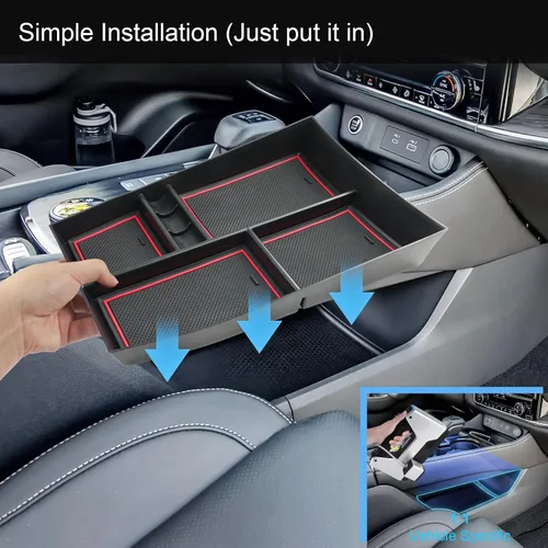 Miniatura 7 de Organizador de reposabrazos 2021-2024 2025 para Nissan Rogue (S/SV/SL/Platinum/Rock Creek), organizador de consola central de plástico ABS y goma