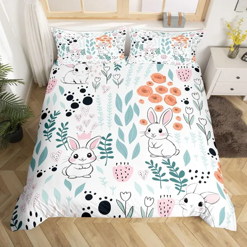 Miniatura 30 de Erosebridal Juego de ropa de cama individual de animales de la selva para niñas y niños, funda de edredón de elefante oso, tigre, león, safari