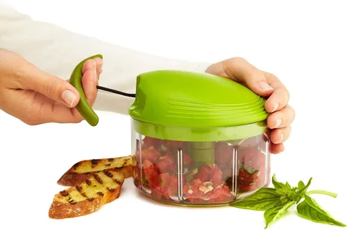 Miniatura 4 de Kuhn Rikon Cortador de tracción manual/procesador de alimentos manual con mecanismo de cordón, verde, 2 tazas