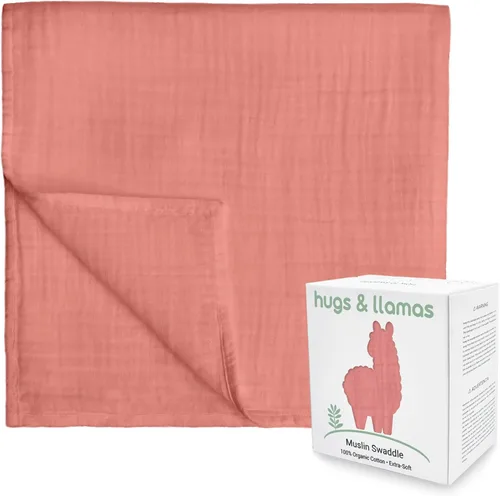 hugs & llamas Mantas para envolver 100% muselina de algodón orgánico, unisex, extra suaves, mantas para recién nacidos y bebés, lavables a máquina,