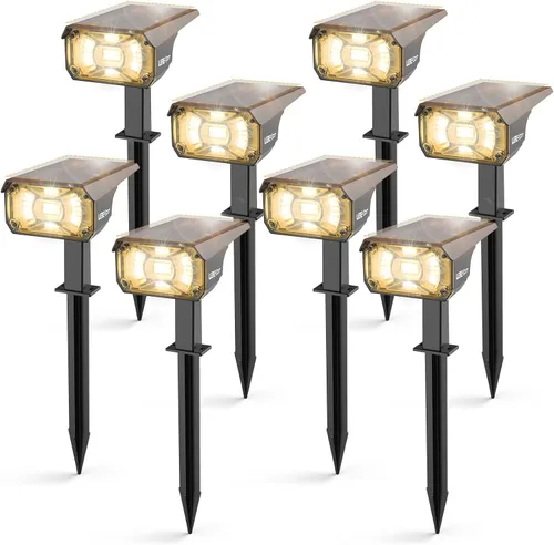 Miniatura 14 de LEREKAM 40 focos LED, IP65, impermeables, con energía solar, 2 en 1, luz de pared, luces de paisajismo al aire libre, encendido/apagado automático