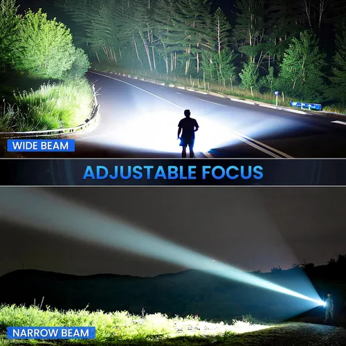 Miniatura 4 de Paquete de 3 linternas recargables de 990,000 lúmenes altos, linternas LED superbrillantes, 5 modos de enfoque ajustable, IPX7 impermeable, potente