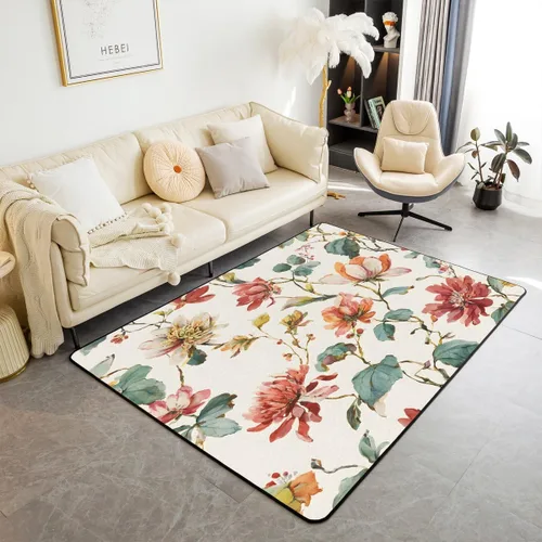Miniatura 19 de jejeloiu Groovy Flower Area Rug 5x7 Polyester Retro Floral Boho Living Room Rugs 70S Hippie Groovy Flowers Bohemian Decor Carpet Psychedelic Floral