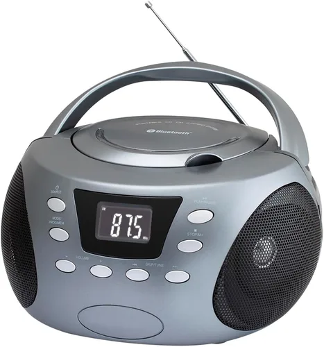 Miniatura 8 de HANNLOMAX HX-332CD portátil CD Boombox, radio FM PLL, Bluetooth, pantalla LCD, entrada auxiliar, fuente de alimentación dual AC/DC (rosa)