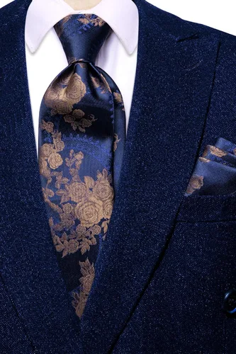 Miniatura 257 de Hi-Tie Corbatas de seda para hombre, diseño de cachemira a rayas, con bolsillo, gemelos cuadrados, conjunto formal de negocios