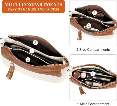 Miniatura 46 de Over Earth Genuine Leather Crossbody Bags for Women Small Hobo Handbags Shoulder Purses with 2 Detachable Straps