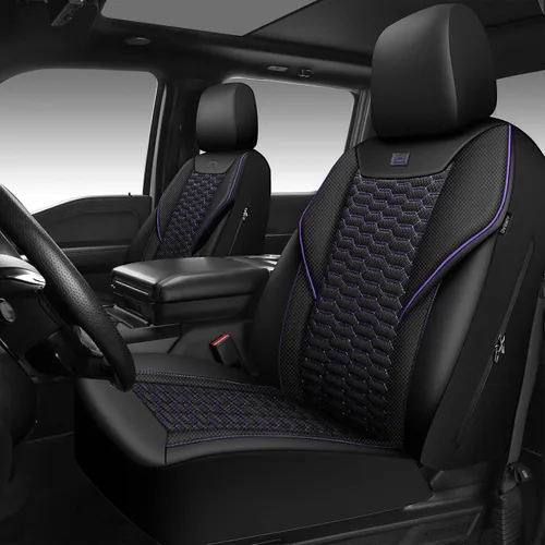 Miniatura 13 de CAR PASS Juego completo de fundas para asientos de automóvil de espuma 3D y cuero PU, lujosas fundas para asientos de cuero sintético transpirables