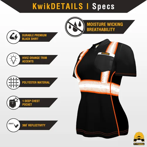 Miniatura 5 de KwikSafety - Charlotte, NC - Vixen Hi Vis Short Sleeve Safety Shirt for Women [Angel Hair Reflective Tape]
