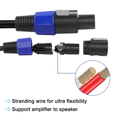 Miniatura 6 de MEIRIYFA Cable de extensión Speakon a Speakon macho a macho Cable de audio de altavoz con bloqueo giratorio para amplificador de altavoz