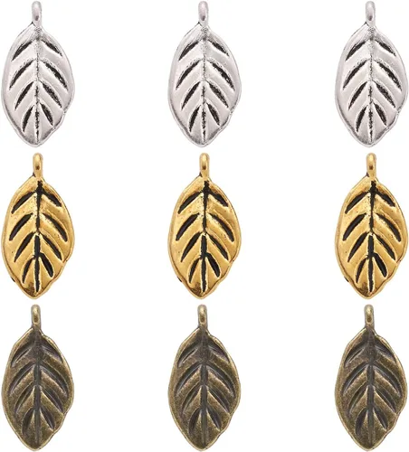 Miniatura 11 de Craftdady Pendientes colgantes de elefante dorado con suerte - Dijes de Jesús en oro antiguo, peces, hojas budistas, ojos malvados, amuletos