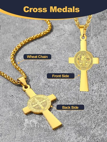 Miniatura 274 de U7 Saint Benedict/Michael Medal Necklace, 316L Stainless Steel Virgin Mary Necklace for Men Women, Bible Verse Protection Necklace Catholic