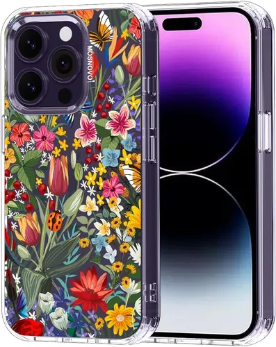 MOSNOVO Funda para iPhone 14 Pro, [Buffertech protección contra caídas de grado militar de 6.6 pies] [Tecnología antidespegar] Diseño de funda Claro