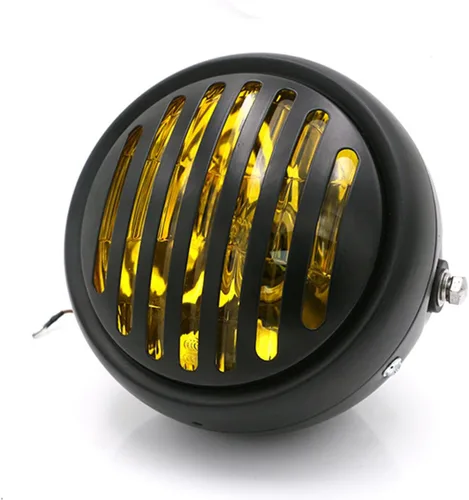 6 1/2" motocicleta faro parrilla cabeza lámpara Cafe Racer Bobber Chopper (lente ámbar)