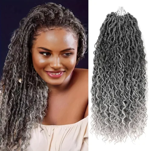 Miniatura 38 de Aipin Goddess Cabello de Ganchillo de 18 Pulgadas Boho River Locs Hippie Locs Ondulado de Ganchillo Con Cabello Rizado en el Medio y Extremos 613