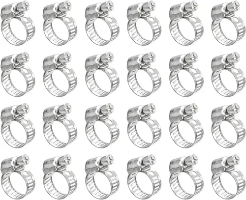Miniatura 8 de uxcell Abrazadera de manguera de engranaje helicoidal, 12 abrazaderas de manguera de acero inoxidable ajustables de 1 a 1 1/2 pulgadas para asegurar