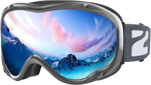 Miniatura 15 de ZIONOR Lagopus Gafas de protección UV para esquí y snowboard, antiniebla, para hombres, mujeres, jóvenes A0-vlt 10.5% Marco Blanco Lente Plata