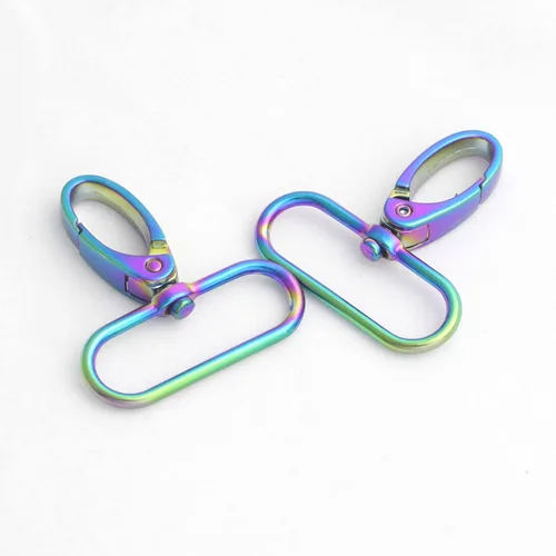 Miniatura 3 de Ganchos giratorios de metal arcoíris con anillos en D arcoíris y hebillas deslizantes para bolso de arco iris Tri-Glides 1.496 in Rainbow Swivel