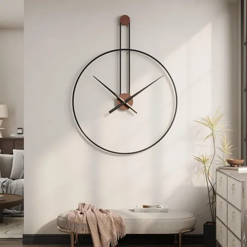 Miniatura 43 de Reloj de pared negro de 16 pulgadas decorativo, moderno reloj de metal para sala de estar, funciona con pilas, silencioso, sin tictac, números
