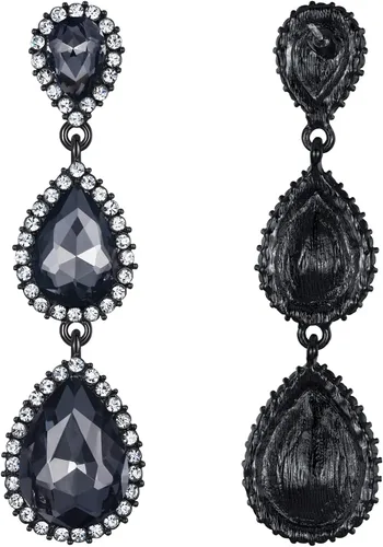 Miniatura 92 de EleQueen Pendientes de cristal austriaco en tono dorado para mujer, forma de pera de 2.5 pulgadas, color esmeralda