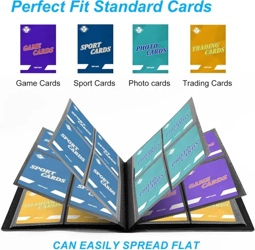 Miniatura 4 de Carpeta de cartas de 4 bolsillos para 160 fundas, carpeta de cartas álbum para colección de cartas intercambiables para cartas deportivas, cartas