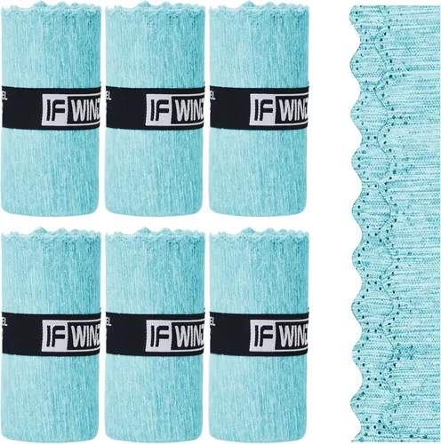 Paquete de 6 toallas de gimnasio de microfibra para entrenamiento, accesorios deportivos de secado rápido, hombres y mujeres (azul, borde de encaje,