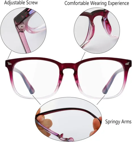 Miniatura 3 de Gafas con filtro de luz azul, paquete de 2 lentes de luz azul para hombre, anteojos de luz azul para mujer, anteojos con luz azul para fatiga ocular