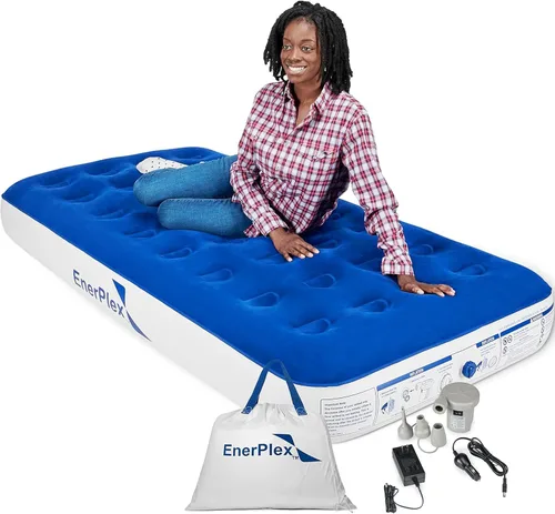 EnerPlex Colchón de Aire para Acampar con Bomba Incorporada - Colchón Inflable Twin para Huéspedes de Viaje - Cama Portátil para Adultos y Niños -