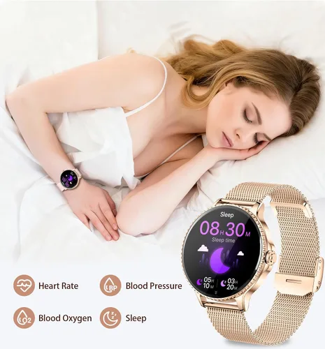 Miniatura 3 de Relojes inteligentes para mujer, rastreadores de actividad de 1.27 pulgadas con llamadas Bluetooth (respuesta y marca), frecuencia cardíaca, sueño