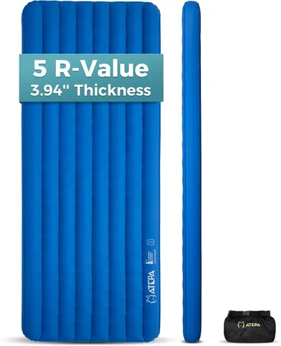 Miniatura 10 de ATEPA Colchoneta de dormir ultraligera autoinflable para mochileros, 1.65 libras, compacta, de 3 estaciones, con R-Value 2.3, almohadilla de espuma