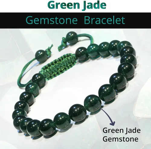 Miniatura 281 de Adjustable Crystal Bracelet – Gemstone Bead Bracelet with Adjustable Macrame String – Chic Gemstone Bracelet for Men and Women – 8mm Round Healing
