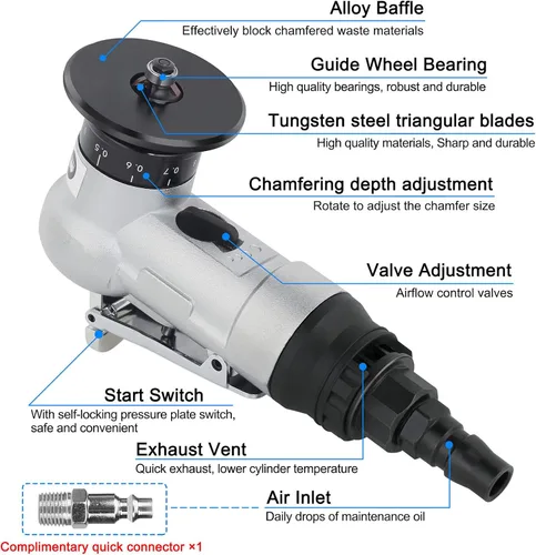 Miniatura 2 de Mini máquina de biselado 2 en 1, herramienta de chaflán de aire, herramienta de desbarbado para madera de metal, herramientas neumáticas, pequeñas