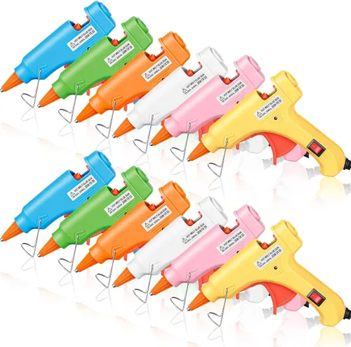 Miniatura 11 de Zhengmy 12 piezas mini pistolas de pegamento para manualidades, pistolas termofusibles, pegamento a baja temperatura con protección contra Azul