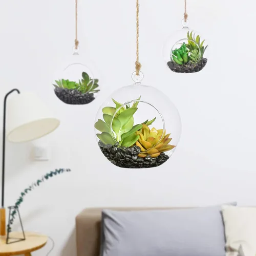 Miniatura 5 de Maceta colgante de vidrio redonda para colgar en terrario, decoraciones para suculentas Tillandsia, portavelas, decoraciones de boda y exhibición
