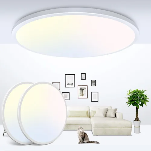 Miniatura 31 de Zemty Paquete de 8 lámparas de techo LED de montaje empotrado de 12 pulgadas, lámpara de techo súper delgada de 28 W 3200 lm, lámpara de techo Negro
