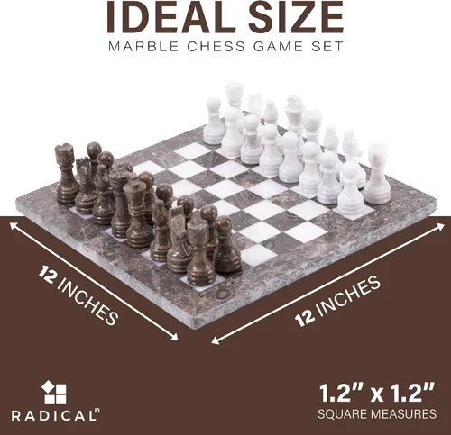 Miniatura 4 de RADICALn Juego de ajedrez de mármol gris oceánico y blanco con peso popular juego de ajedrez para adultos – Nuevo torneo estilo clásico de regalo