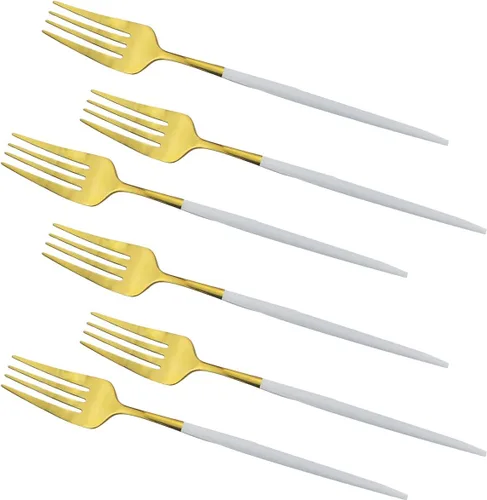 Miniatura 8 de Cubiertos de oro blanco pulido brillante, diseño ligero, 36 piezas de acero inoxidable, juego de cubiertos de servicio para 6, incluyendo tenedores