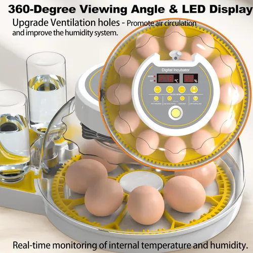 Miniatura 7 de Incubadoras de huevos para incubar huevos, incubadora de huevos de pollo 8/30 con giro automático de huevos, control de temperatura y pantalla