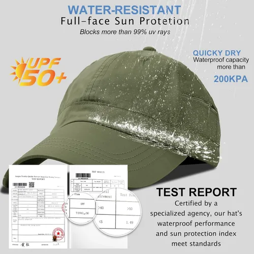Miniatura 30 de Gorra de béisbol impermeable para hombre, sombrero de lluvia plegable para correr al aire libre, sombrero de pesca solar