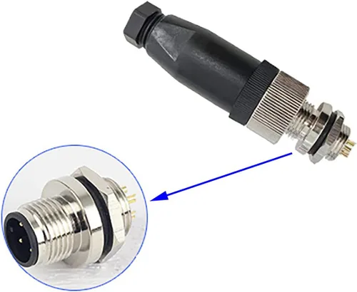 Miniatura 5 de Conector de montaje en panel de aviación masculina M12, 4 pines, impermeable, panel de chasis, montaje trasero, conector de sensor de zócalo