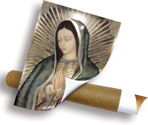 Miniatura 3 de Retrato de medio cuerpo de Nuestra Señora grabado (12 x 16 pulgadas), lámina dorada, arte religioso de pared, impresión laminada, sin marco