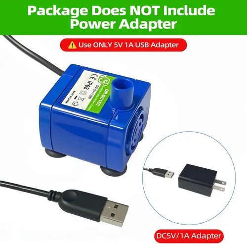Miniatura 4 de Bomba de fuente de agua para gatos de repuesto (sin LED y con cepillo), motor sumergible IP68 DR-DC 160 bomba de agua sumergible para acero Bomba