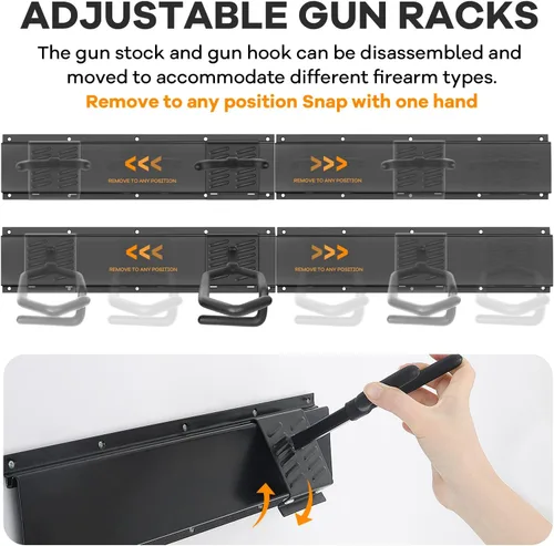 Miniatura 5 de Robust Bastidores de armas de interior para montaje en pared, soporte de pared ajustable para armas, soporte de pistola de acero resistente