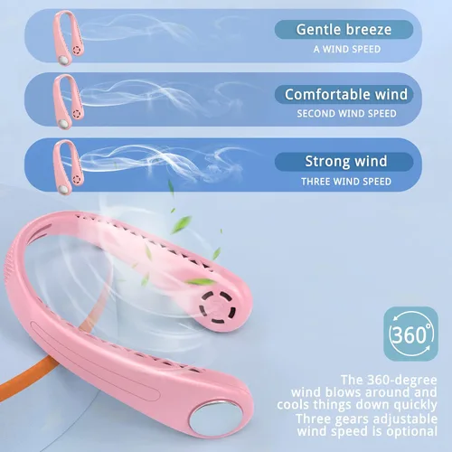 Miniatura 5 de FrSara Ventilador de cuello, ventilador de cuello sin aspas, recargable, ajustable, enfriamiento de 360, súper silencioso, sin diseño de ventilador