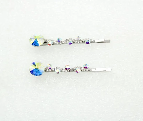 Miniatura 2 de Faship Un par de pinzas para el cabello AB con diamantes de imitación de alta calidad, 2 pines