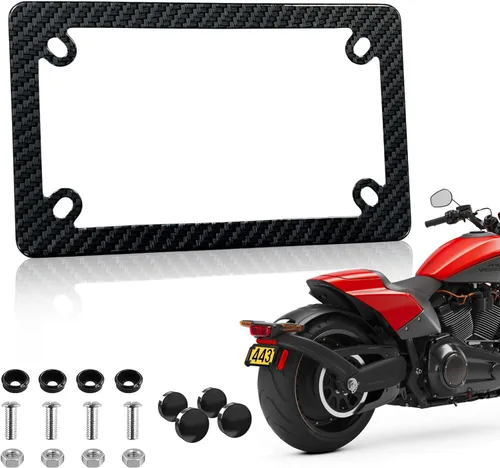 Miniatura 7 de Marco de matrícula de bandera americana para motocicleta - Acero inoxidable con rayas mate y bandera de EE.UU. brillante, cubiertas de marco