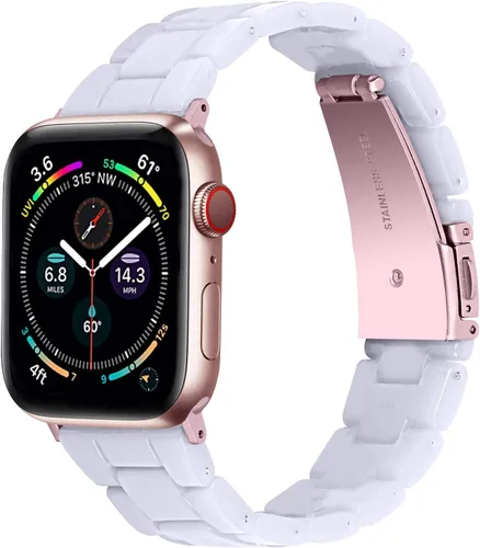 JOYOZY Correa de resina de moda compatible con Apple Watch 9/8/7/6/5/4/3/2/1, correa iWatch con hebilla de acero inoxidable para Apple Watch de